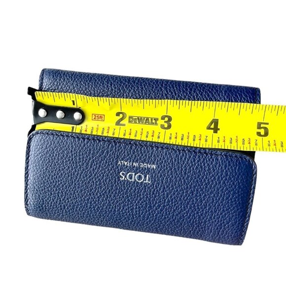 Tod's Woman Blue Pebbled Leather SEL Tri-fold snap wallet, XAWSELB1200WEP4Q44 - Picture 9 of 11